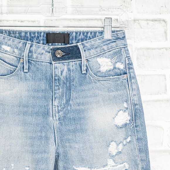 RtA Straight Leg Denim Jeans Distressed Ripped light wash Size 23 - Picture 9 of 10